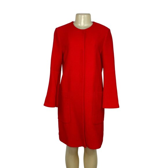 Zara Women’s Red Long Sleeve Open Front Coat With Pockets Sz M - Picture 1 of 8
